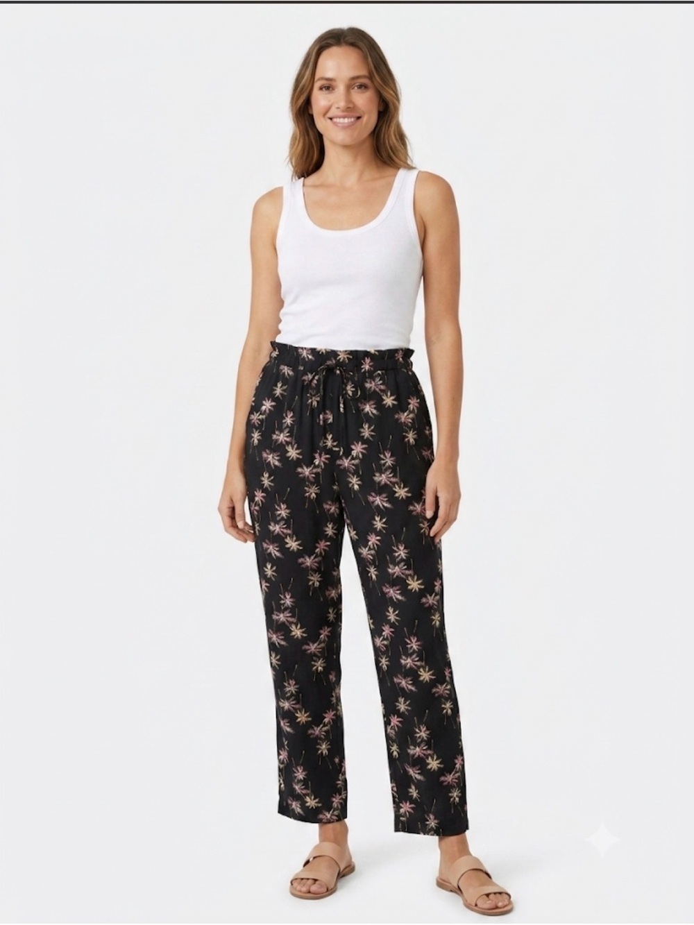 Art Class Girls XXL 16/18 Black Palm Print Rayon Pull On Pants